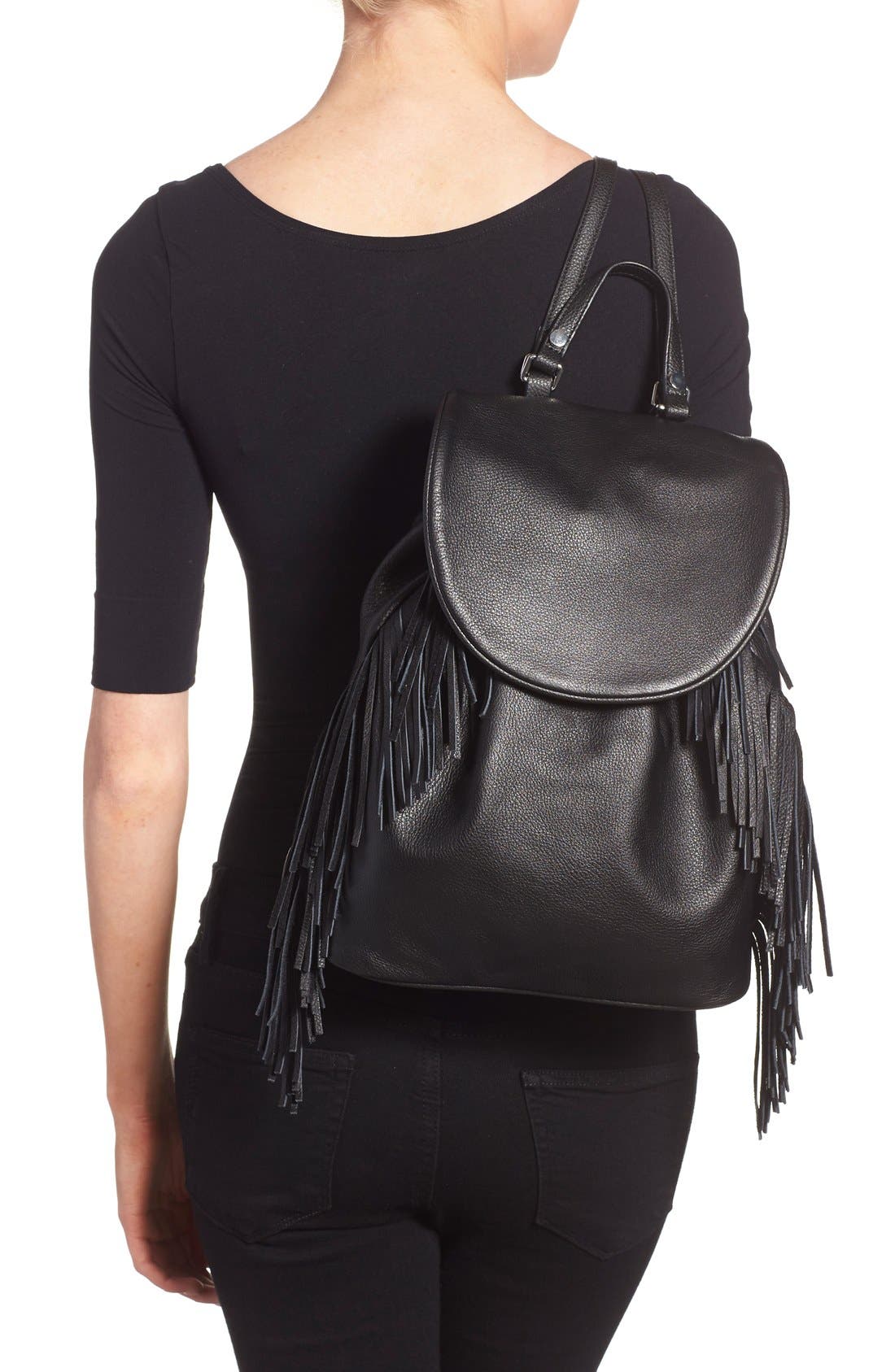 Sam Edelman 'Fifi' Fringe Backpack, Alternate, color, 