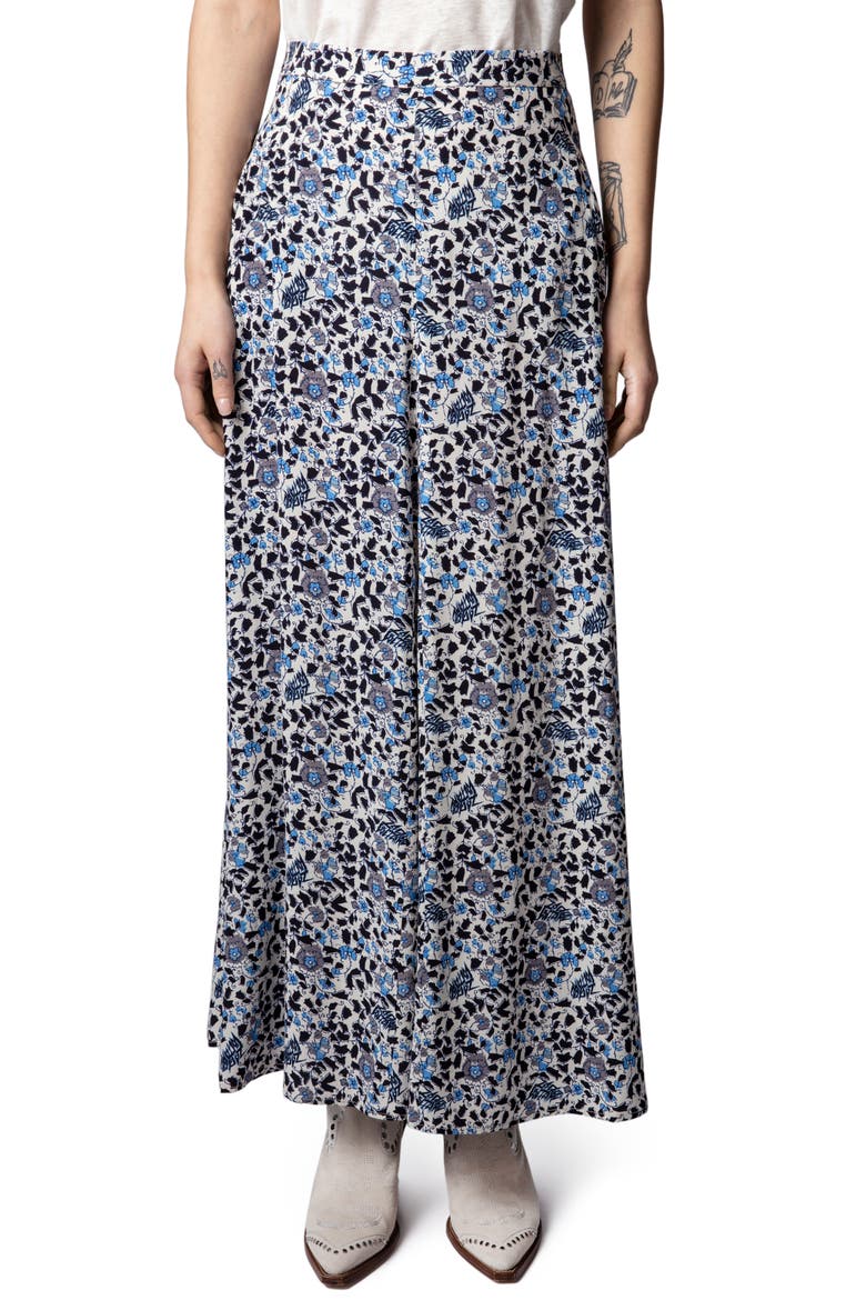 Judith Soft Flowers Skirt, Main, color, SEA