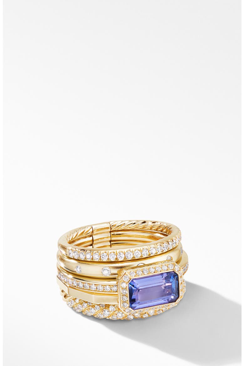 Stax 18k Yellow Gold Statement Ring with Tanzanite & Diamonds, Main, color, YELLOW GOLD/ TANZANITE