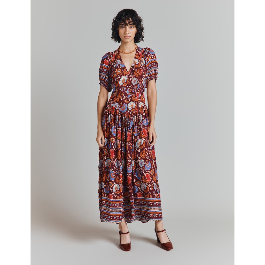 Ghost London Christy Crepe Midi Tea Dress In Multi