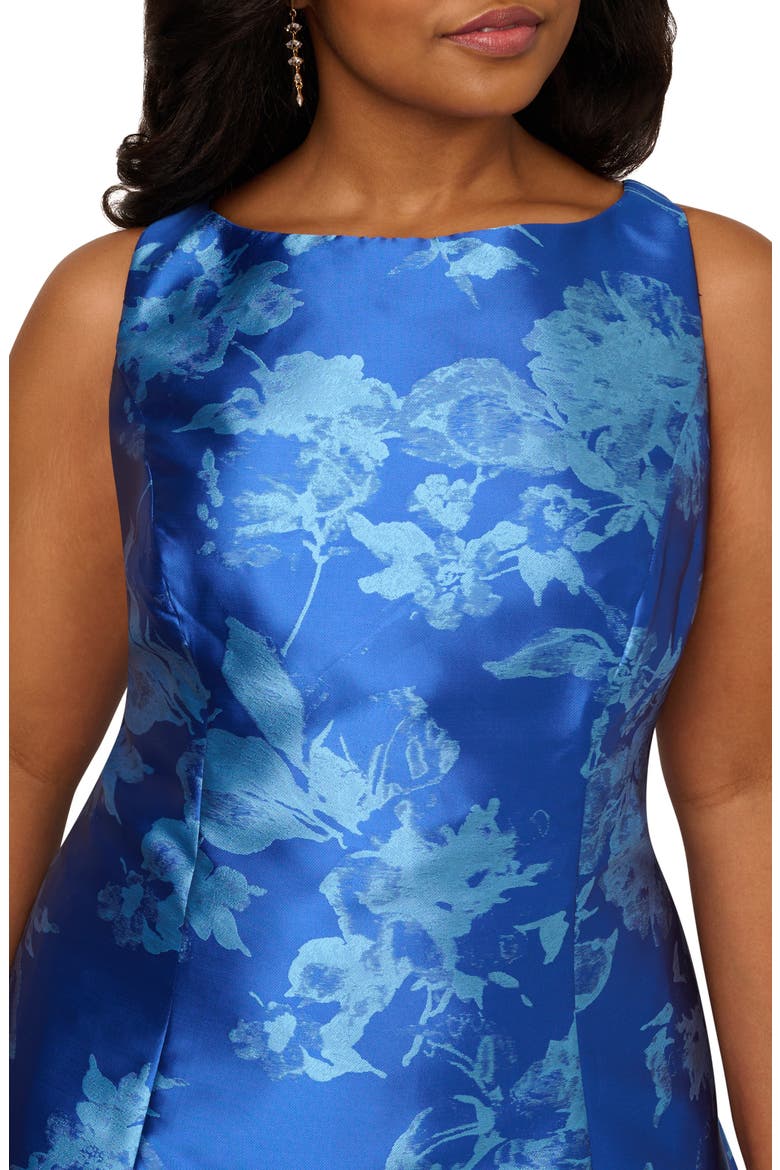 Metallic Floral Jacquard Fit & Flare Cocktail Dress, Alternate, color, BLUE MULTI