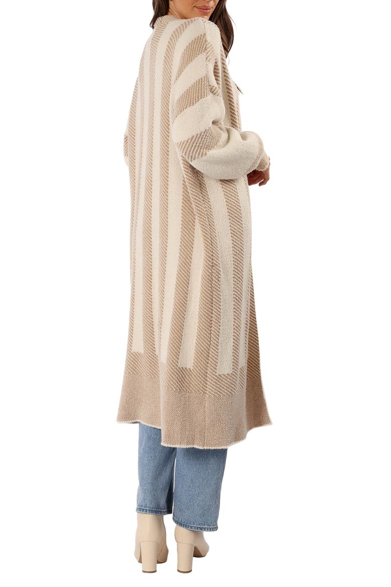 Anita Stripe Long Cardigan, Alternate, color, BEIGE