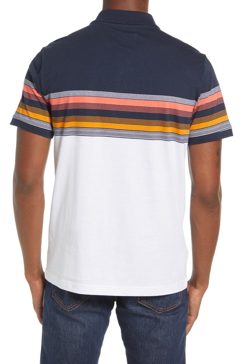 Stripe Colorblock Cotton Polo, Alternate, color, DARK SAPPHIRE