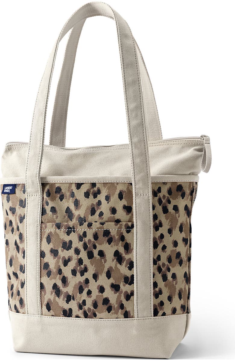 Lands' End Zip Top Long Handle Canvas Tote Bag, Main, color,