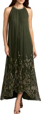 Mac Duggal Embellished Halter Neck High-Low Maxi Dress