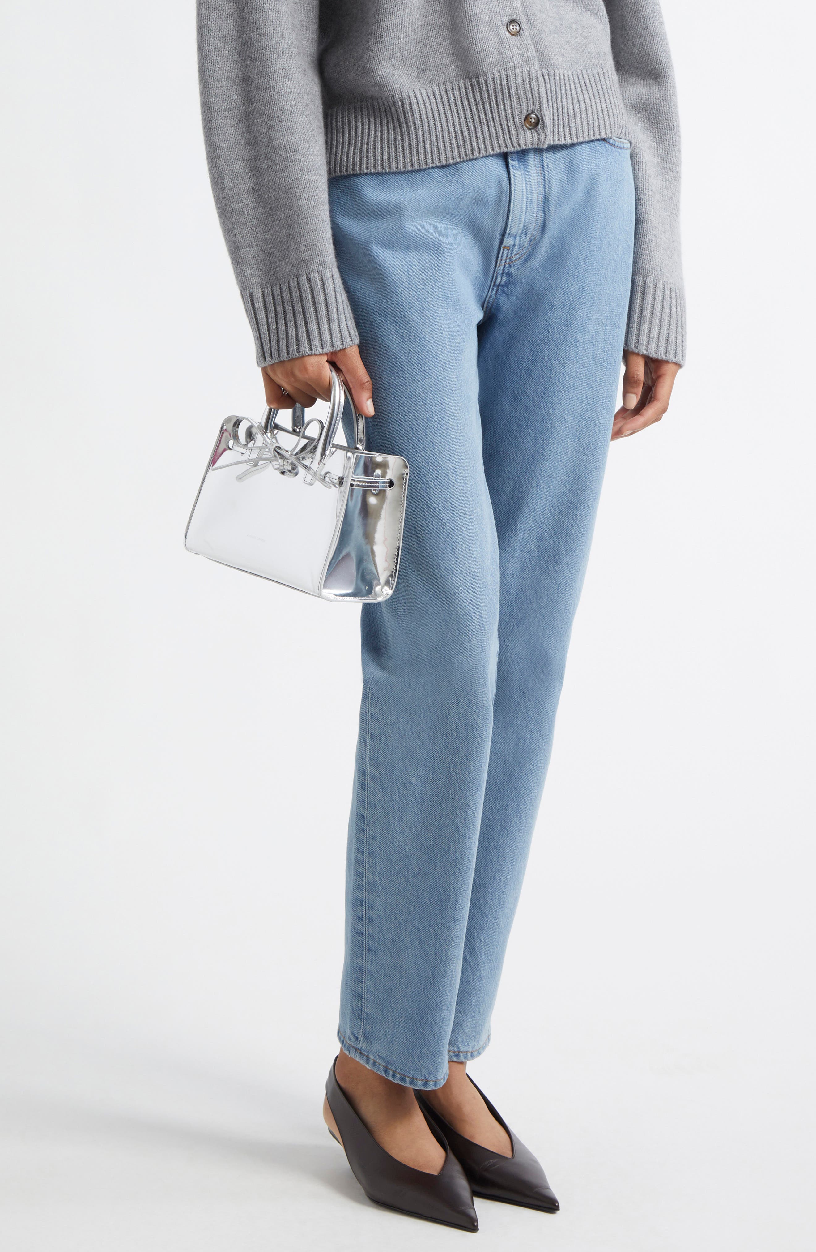 Mansur Gavriel Mini Sun Metallic Leather Tote, Alternate, color, 