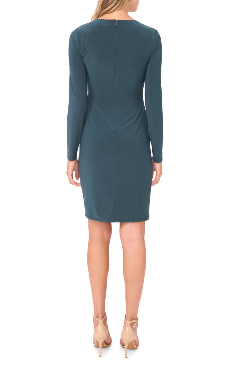 Vince Camuto Ruched Asymmetric Long Sleeve Dress, Alternate, color, Forest Night