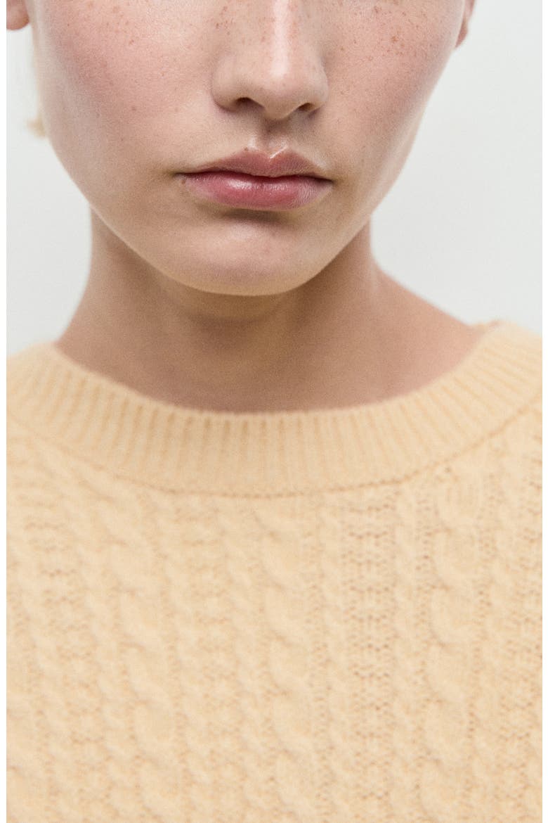 Cable Stitch Sweater, Alternate, color, PASTEL YELLOW
