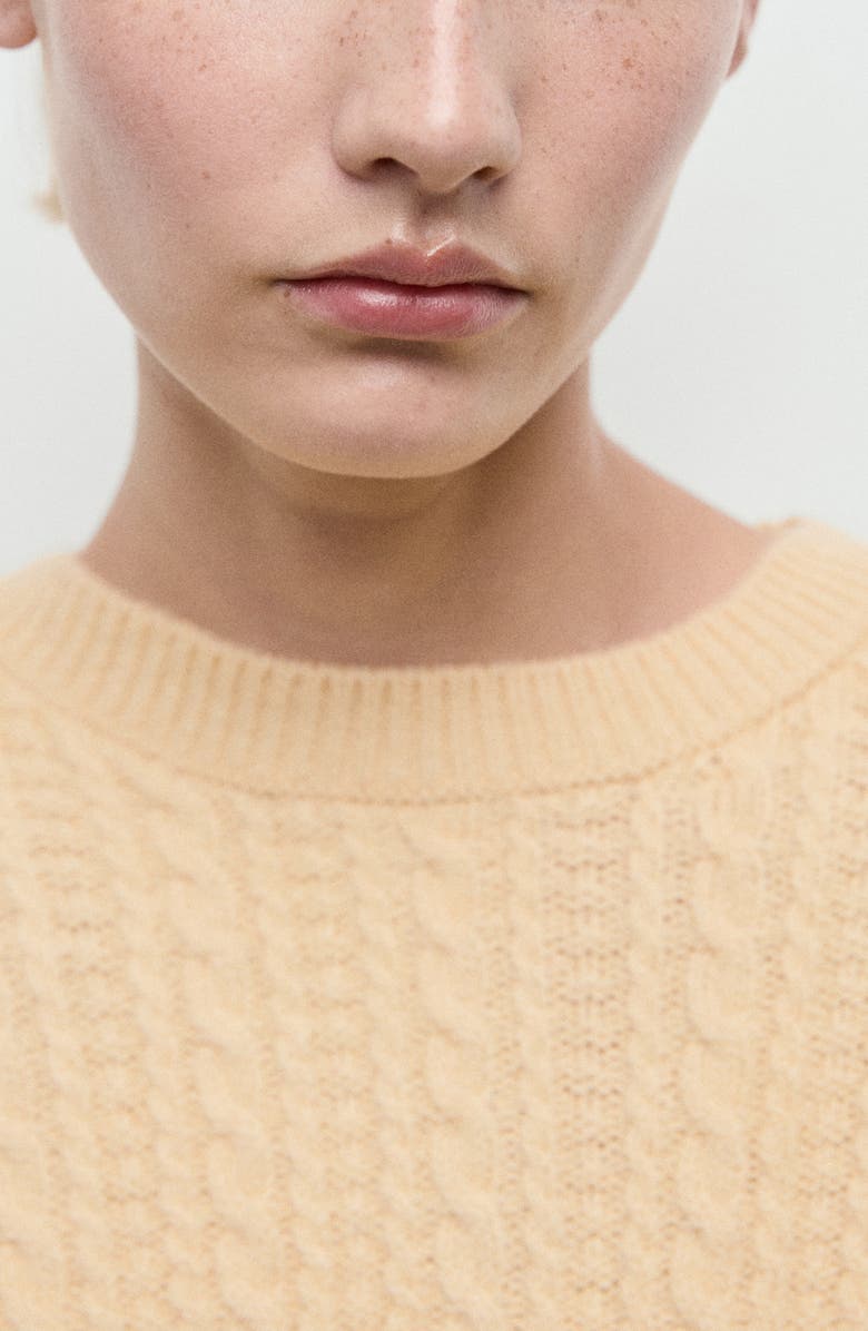 MANGO Cable Stitch Sweater, Alternate, color, Pastel Yellow