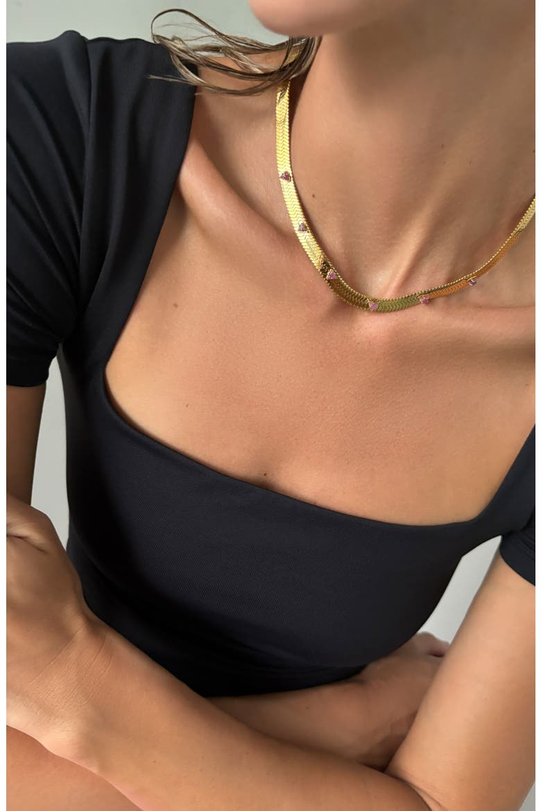 Gemstone Snake Chain Necklace, Alternate, color, RUBY