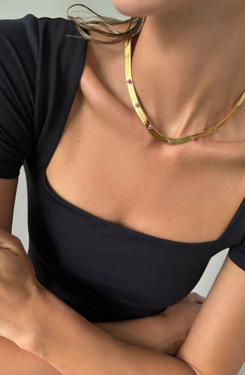 St. Moran Gemstone Snake Chain Necklace In Gold