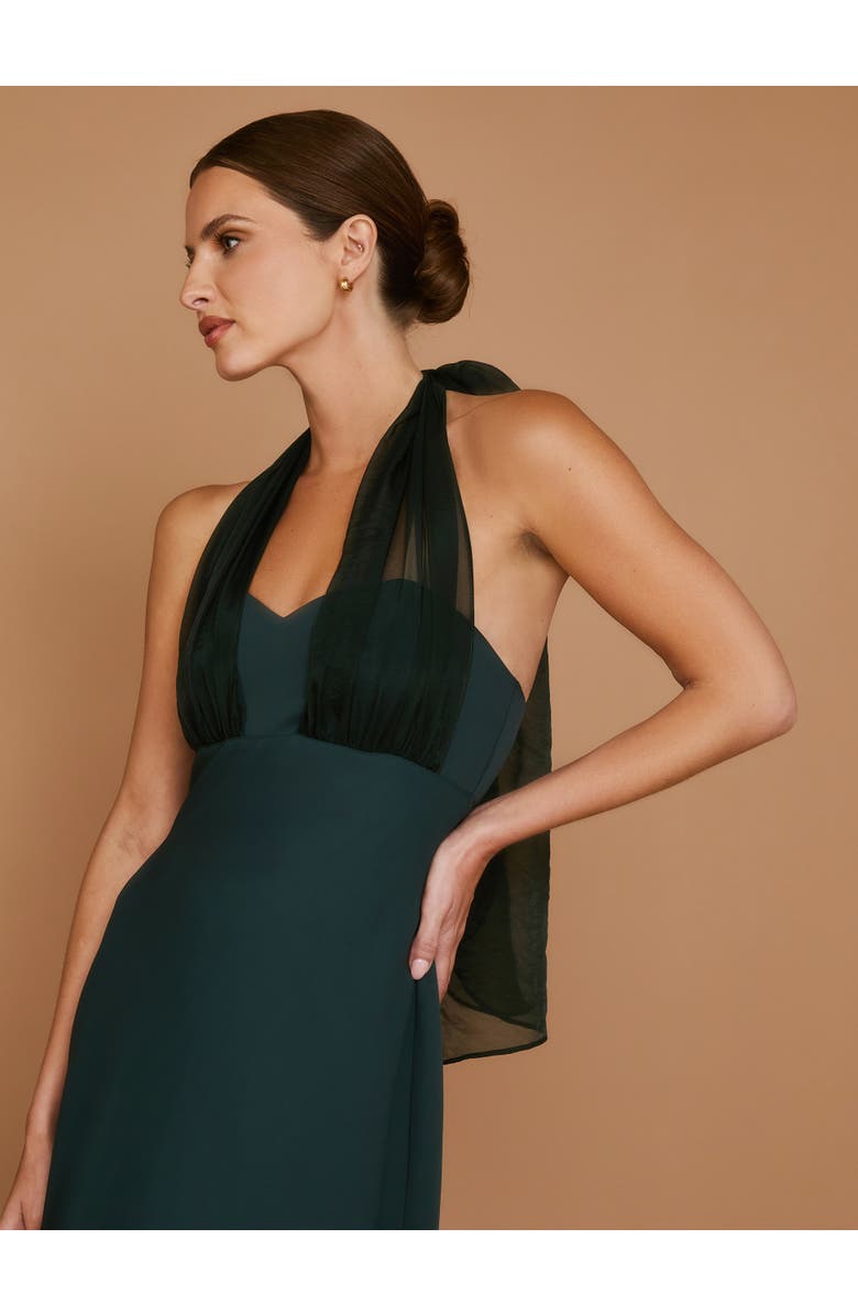 Six Stories Organza Halter Neck Maxi Dress, Alternate, color, Turquoise