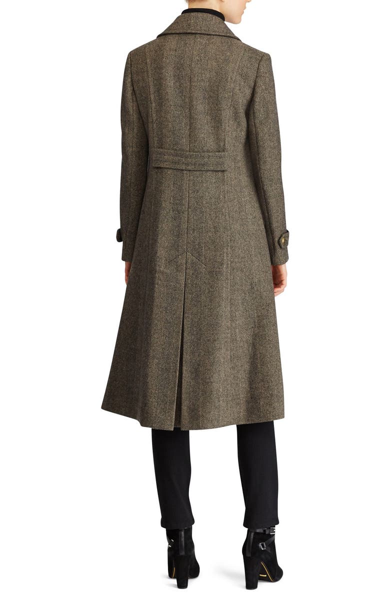 Lauren Ralph Lauren Herringbone Wool Blend Long Military Coat, Alternate, color,