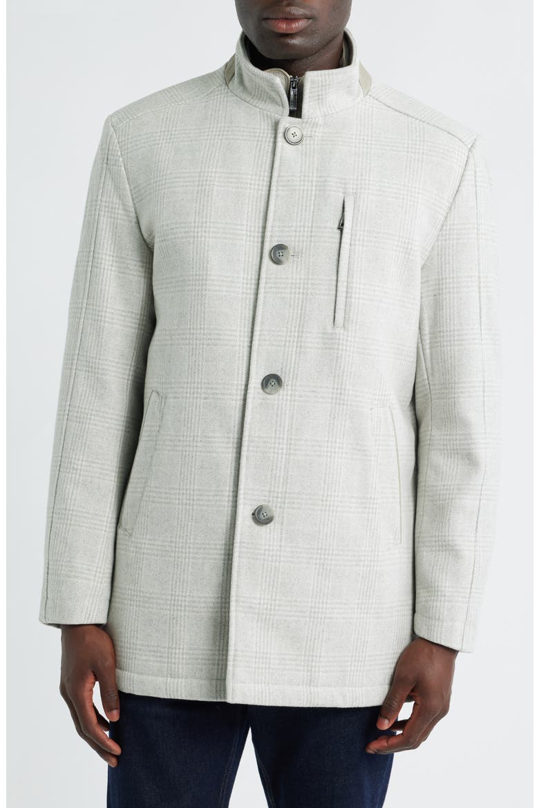 Upton Check Bib Insert Wool Blend Car Coat, Alternate, color, OYSTER PLAID