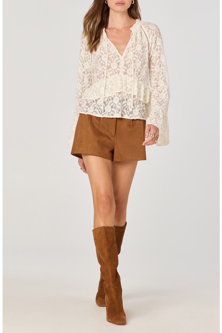 Tiered Bell Sleeve Lace Top, Alternate, color, BUTTERCREAM