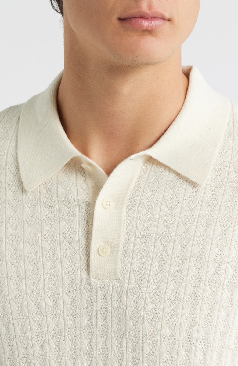 Wax London Oban Ecru Diamond Stripe Cotton & Cashmere Polo Sweater, Alternate, color, Ecru