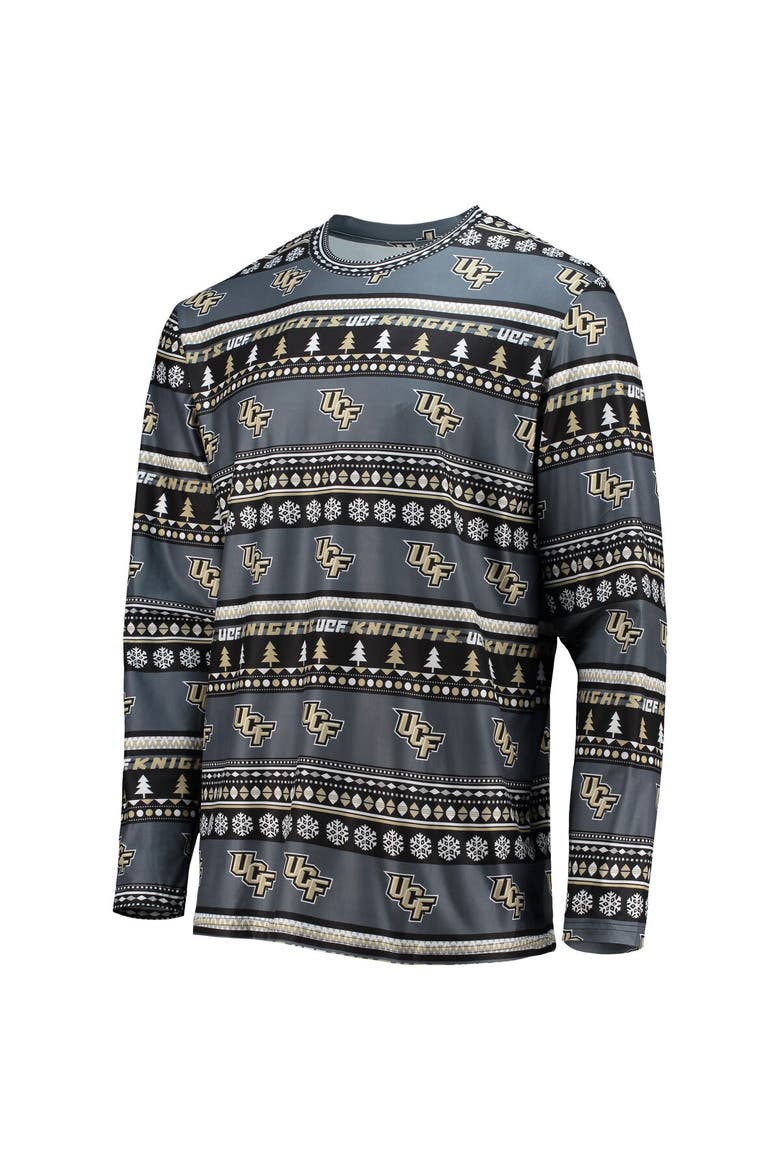 Men's Concepts Sport Charcoal UCF Knights Ugly Sweater Long Sleeve T-Shirt and Pants Sleep Set, Alternate, color, Charcoal