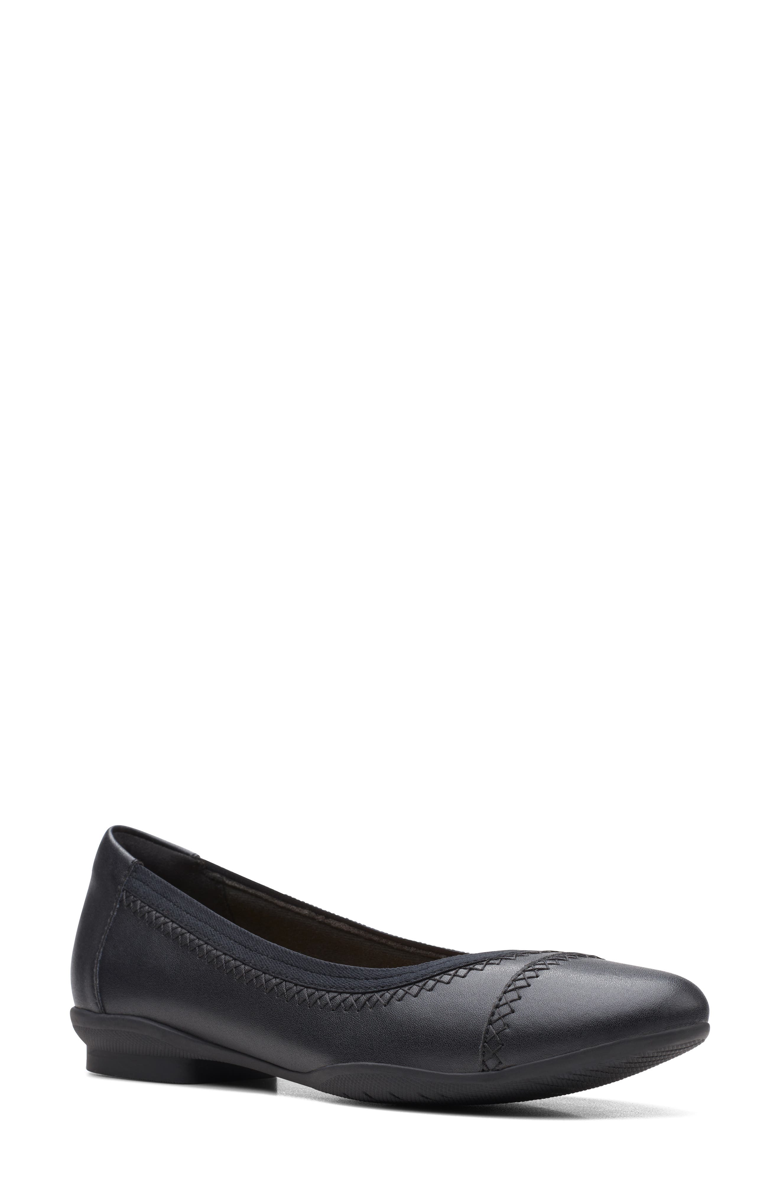 Sara Bay Flat - Wide Width Available, Main, color, BLACK LEATHER