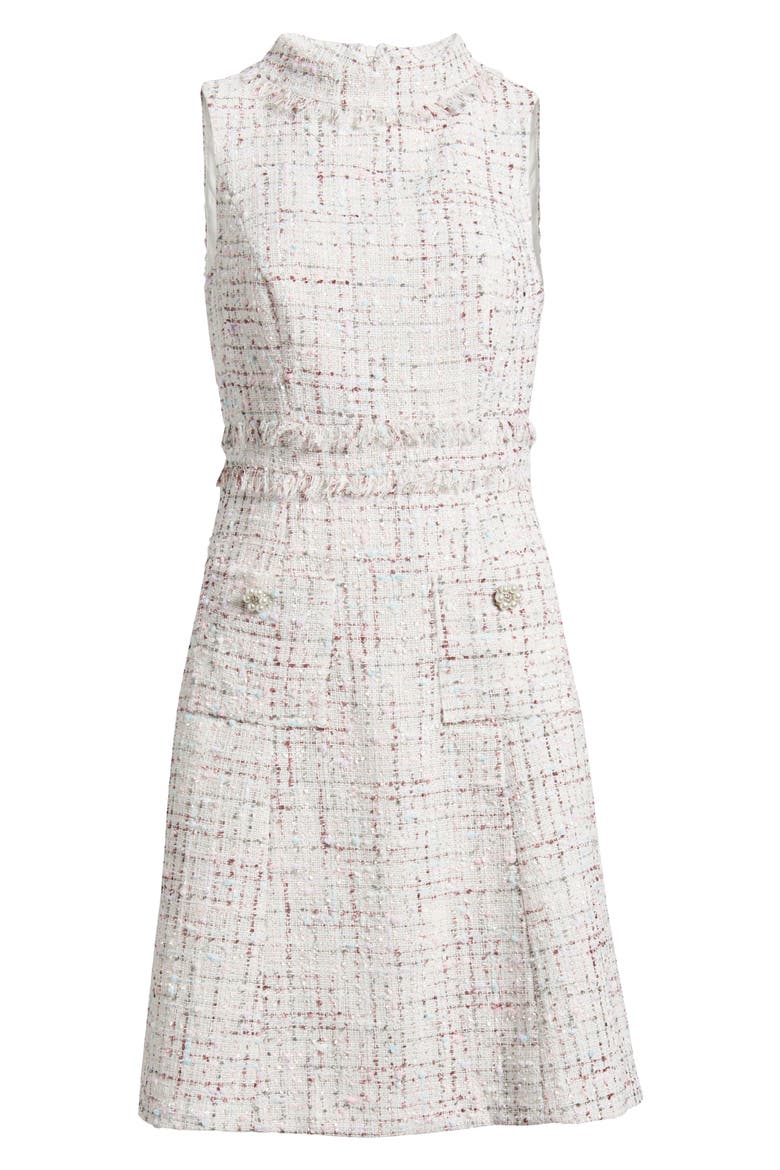 Roll Neck Sleeveless Tweed Dress, Alternate, color, MINT