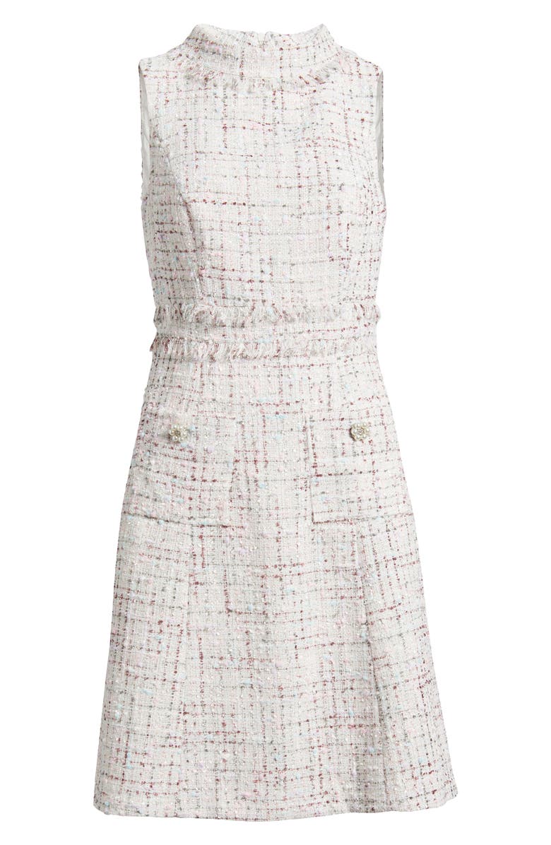 Eliza J Roll Neck Sleeveless Tweed Dress, Alternate, color, Mint