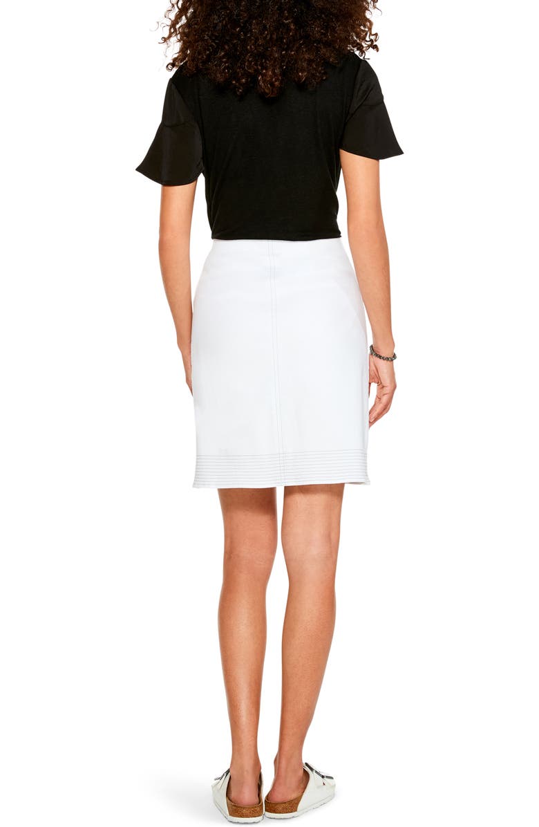NIC+ZOE All Day Stitched Hem Denim Skirt, Alternate, color, Paper White