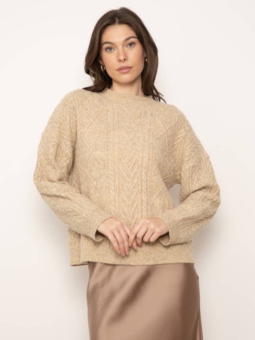 Central Park West Myles Tri Tone Cabled Crewneck Sweater In Oat In Oat