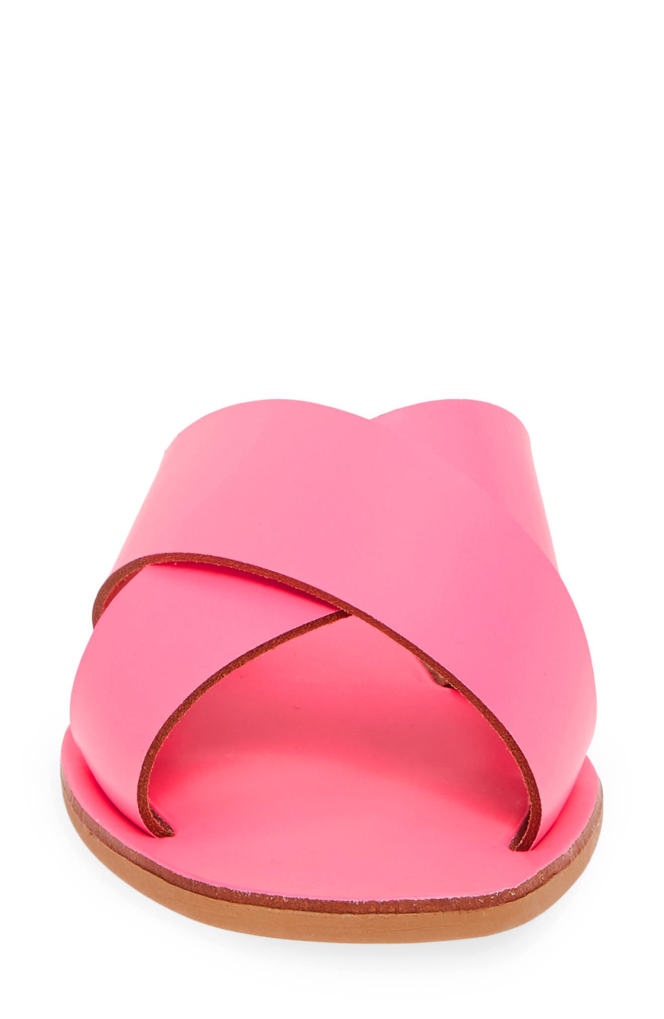Total Relaxation Slide Sandal, Alternate, color, NEON PINK LEATHER