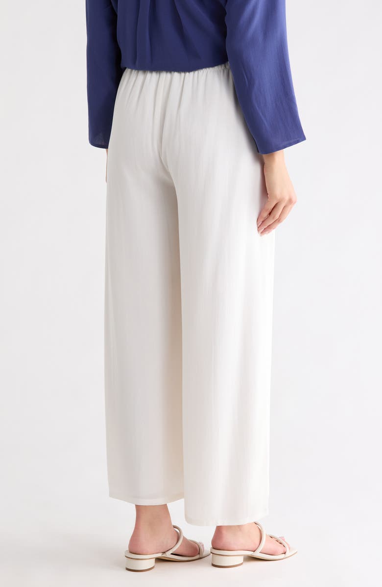 Eileen Fisher Silk Crepe Georgette Ankle Wide Leg Pants, Alternate, color, Ivory
