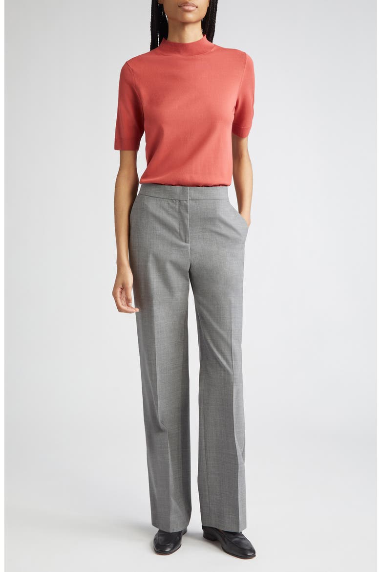 Mock Neck Short Sleeve Sweater, Alternate, color, RED BRICK