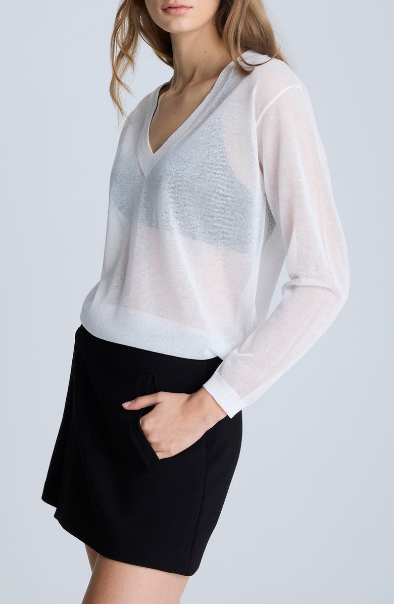 Kenneth Cole Sheer Oversize V-Neck Sweater, Alternate, color, 