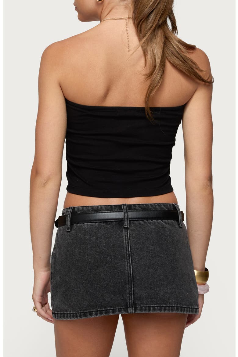 Luli Beaded Flower Crop Tube Top, Alternate, color, BLACK