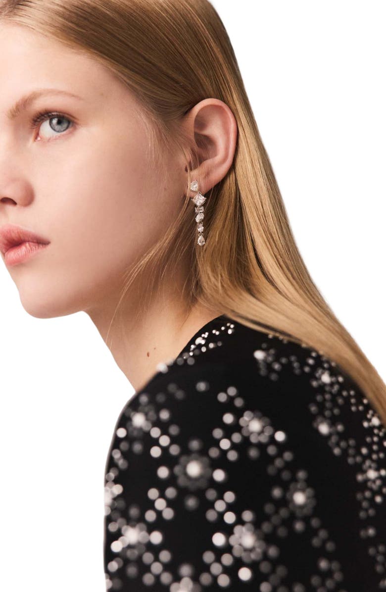 maje Beaded and rhinestone maxi dress, Alternate, color, Black