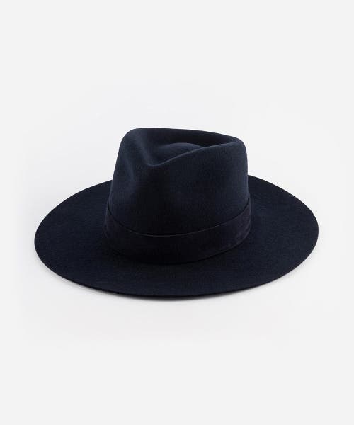 Gigi Pip Miller Classic Fedora Hat In Navy Blue