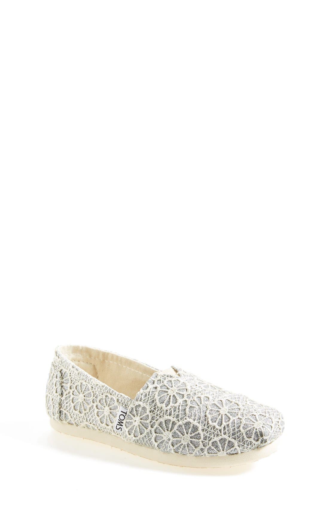 TOMS 'Youth - Glitter' Crochet Slip-On, Main, color, 