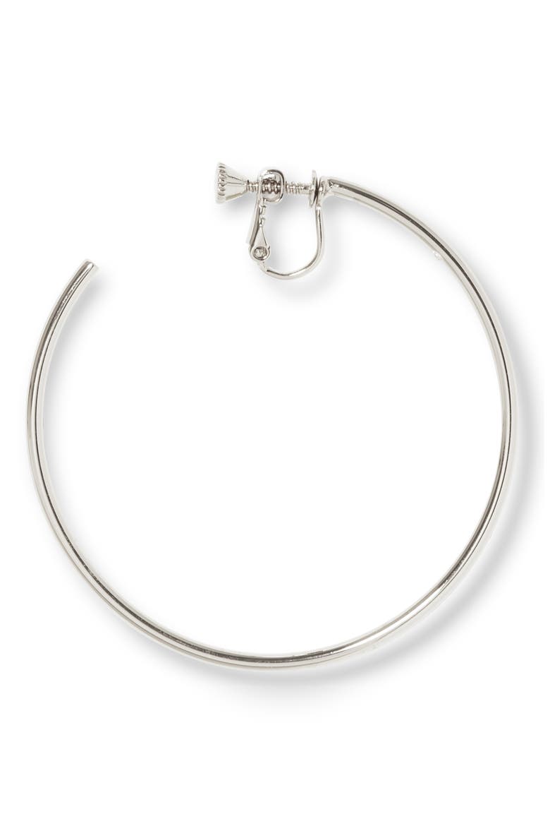 Clip Hoop Earrings, Alternate, color, RHODIUM