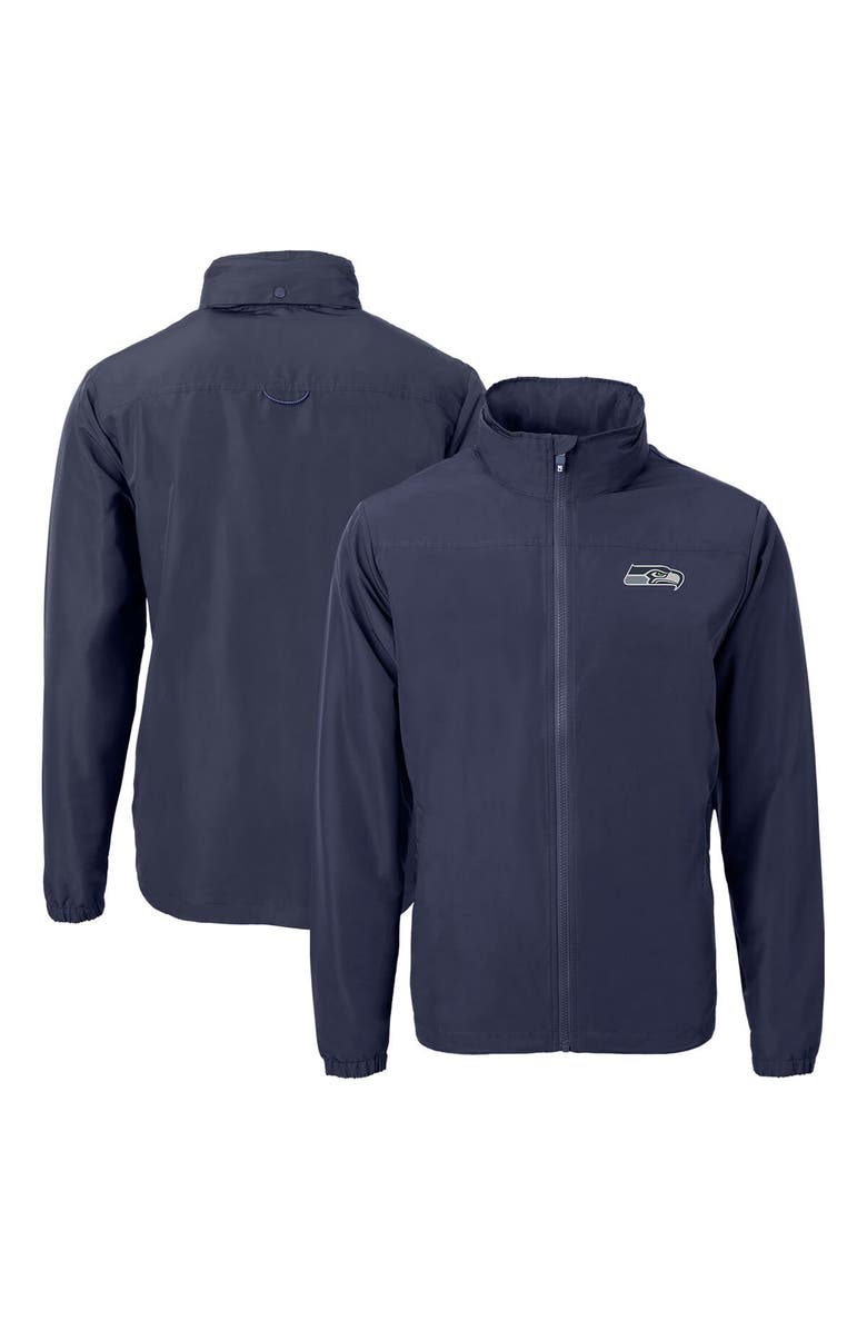 Cutter & Buck Men's Cutter & Buck Navy Seattle Seahawks Charter Eco Recycled Full-Zip Jacket, Main, color,