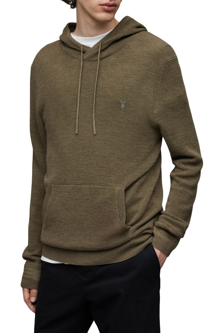 Ivar Merino Wool Hoodie, Alternate, color, OLIVE GREEN MARL