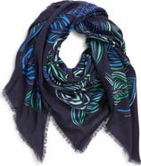 Echo Gestural Rose Print Square Scarf