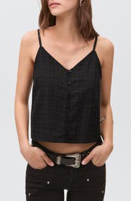 MANGO TEEN Plaid Cotton Blend Crop Camisole