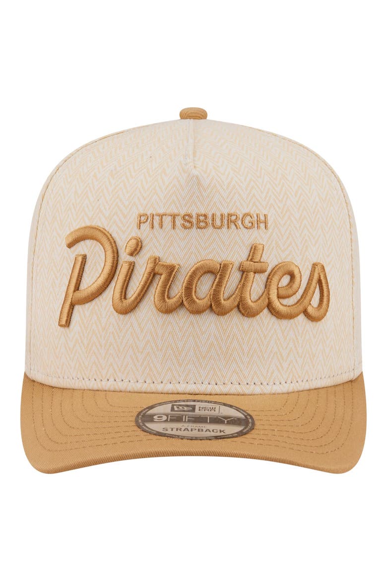 Men's New Era  Cream Pittsburgh Pirates Herringbone 9FIFTY A-Frame Snapback Hat, Alternate, color, Cream
