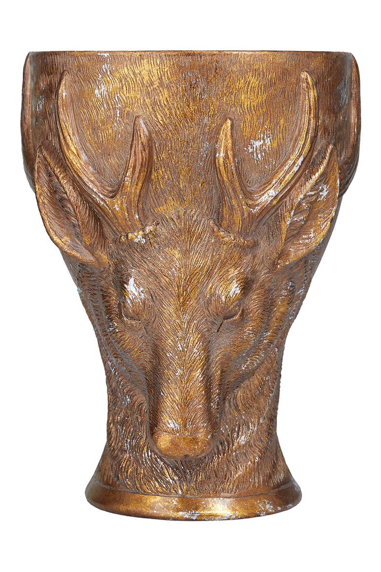 Bronzetone Polystone Traditional Deer Planter, Alternate, color, BRONZE