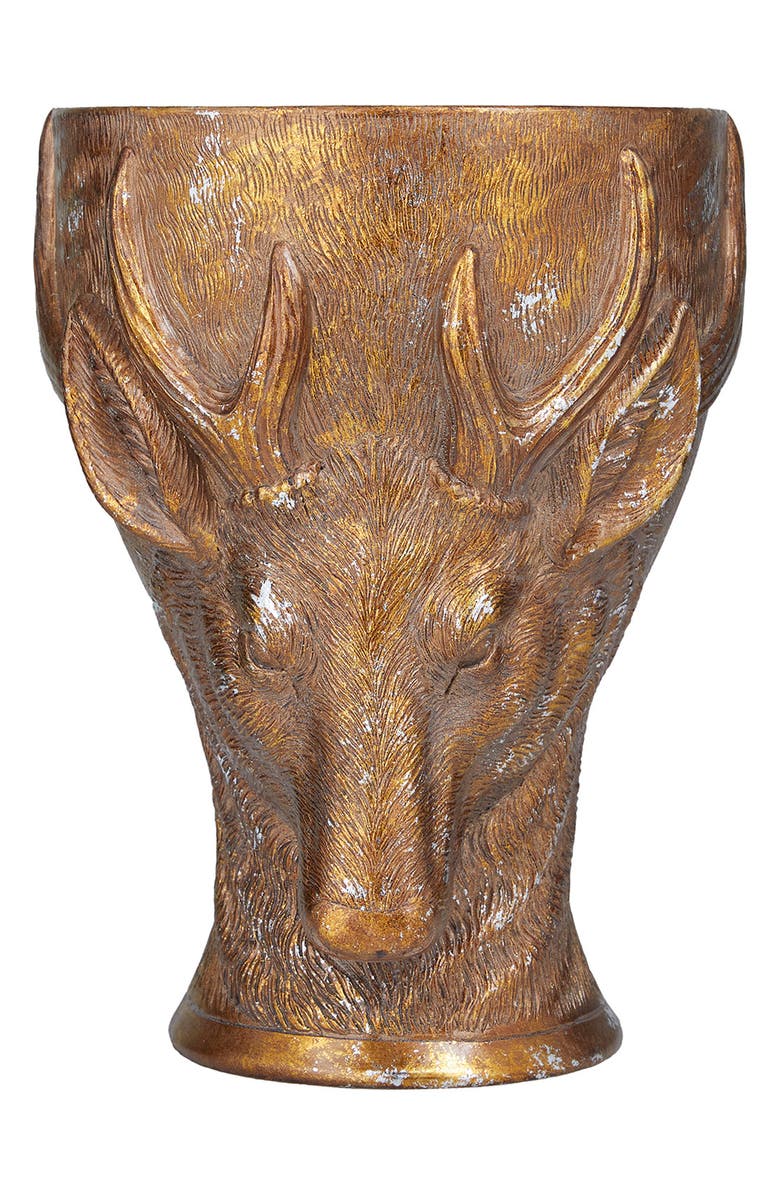 GINGER BIRCH STUDIO Bronzetone Polystone Traditional Deer Planter, Alternate, color, Bronze
