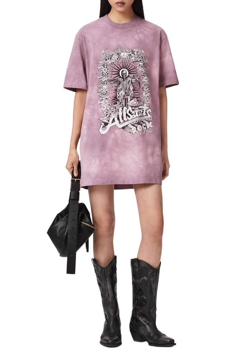 AllSaints Avalon Graphic T-Shirt Dress, Alternate, color, Pink