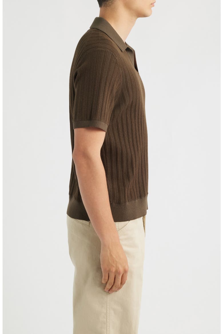 Siena Textured Cotton Blend Polo, Alternate, color, KHAKI