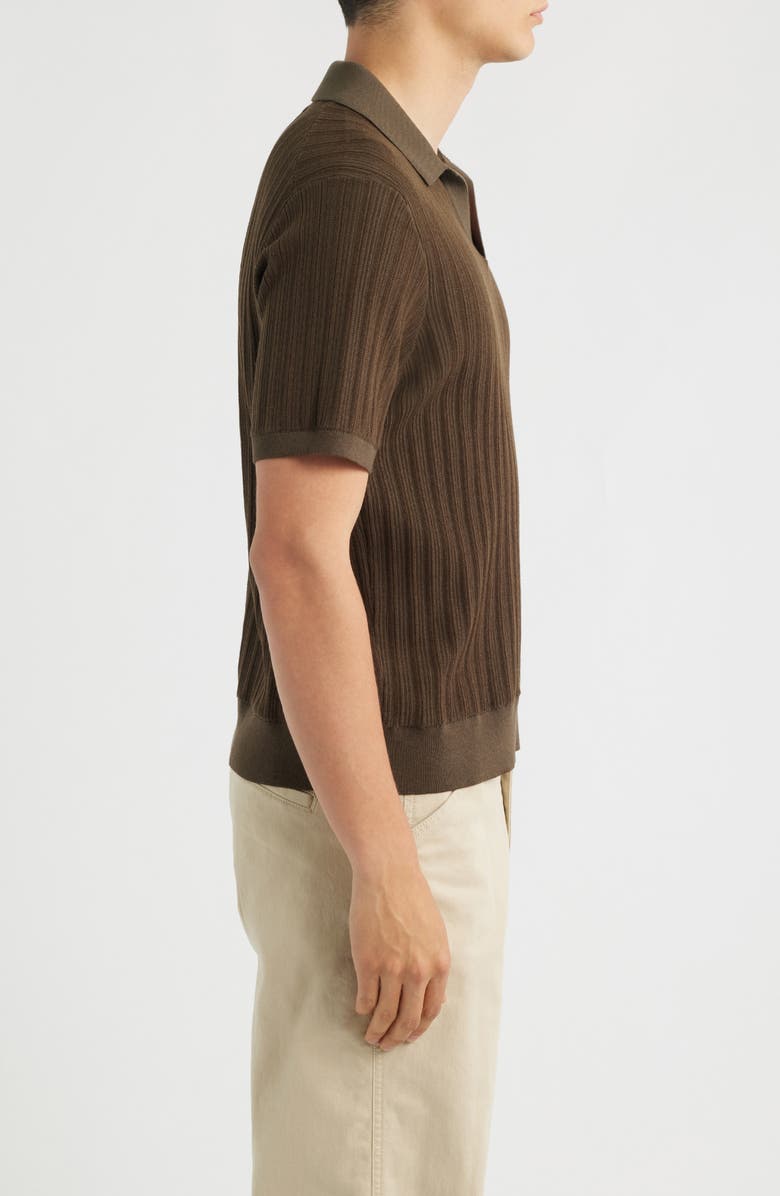 Wax London Siena Textured Cotton Blend Polo, Alternate, color, Khaki