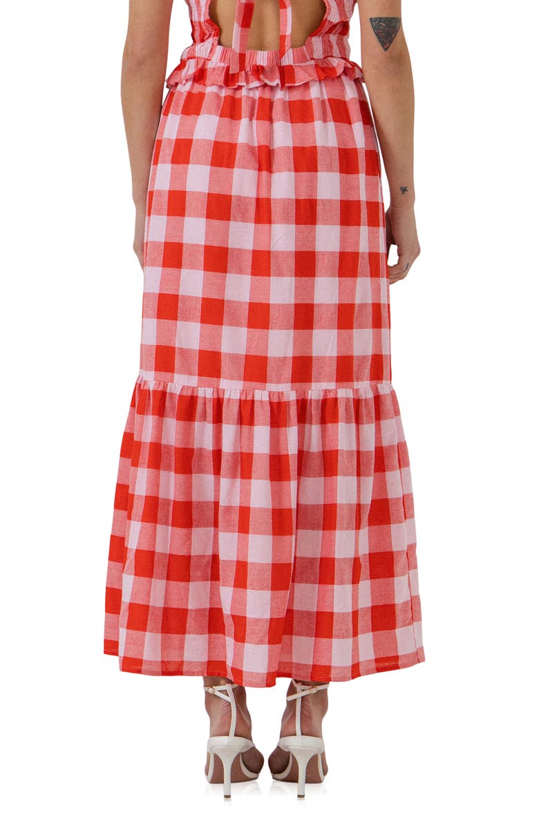 English Factory Gingham Cotton Midi Skirt, Alternate, color, 