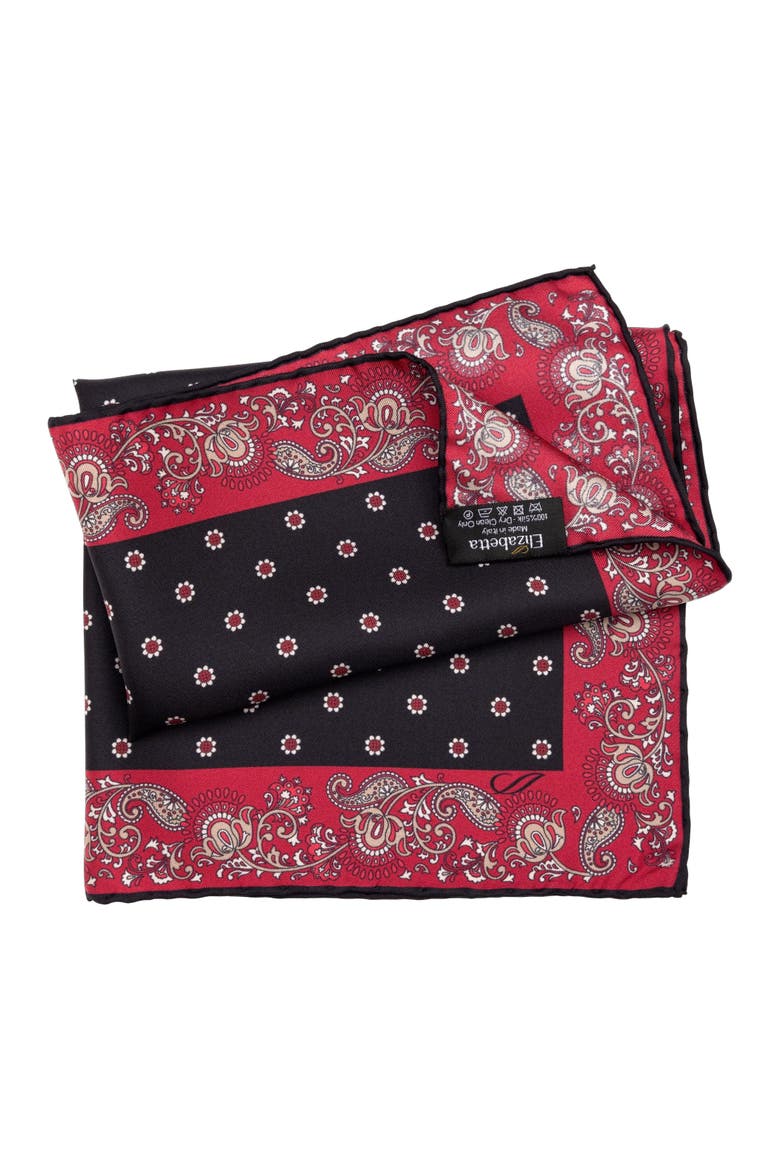 Sangiovese - Silk Pocket Square for Men, Alternate, color, Black and Red