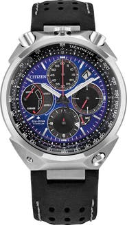 Citizen Promaster Tsuno Chronograph Racer Super Titanium™ Leather Strap Watch, 43.3mm