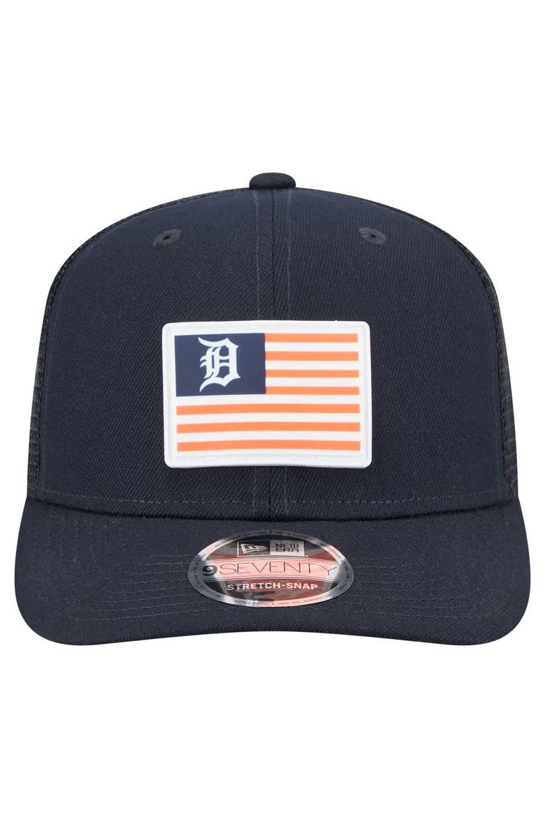 Men's New Era Navy Detroit Tigers Flag 9SEVENTY Stretch-Snap Hat, Alternate, color, Navy