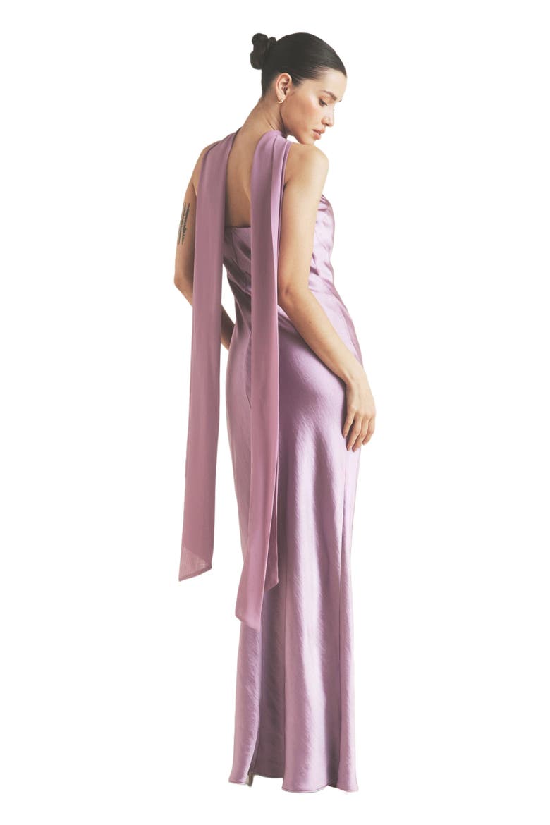Bandeau Satin Bridesmaid Dress, Alternate, color, Orchid
